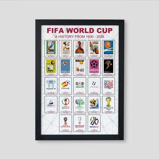 World Cup History Football Poster - All World Cup Logos From 1930 to 2026