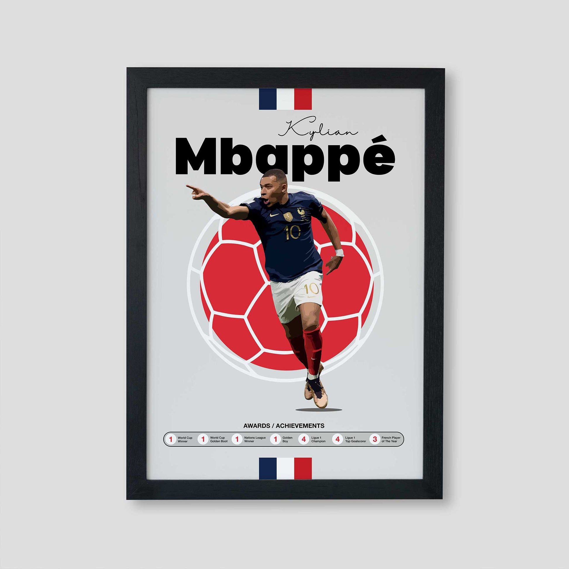Kylian Mbappé - Legendary Player Profile Football Poster – First 11 Studio