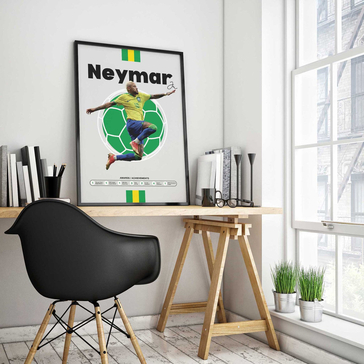 Neymar Jr. Legendary Player Profile Football Poster