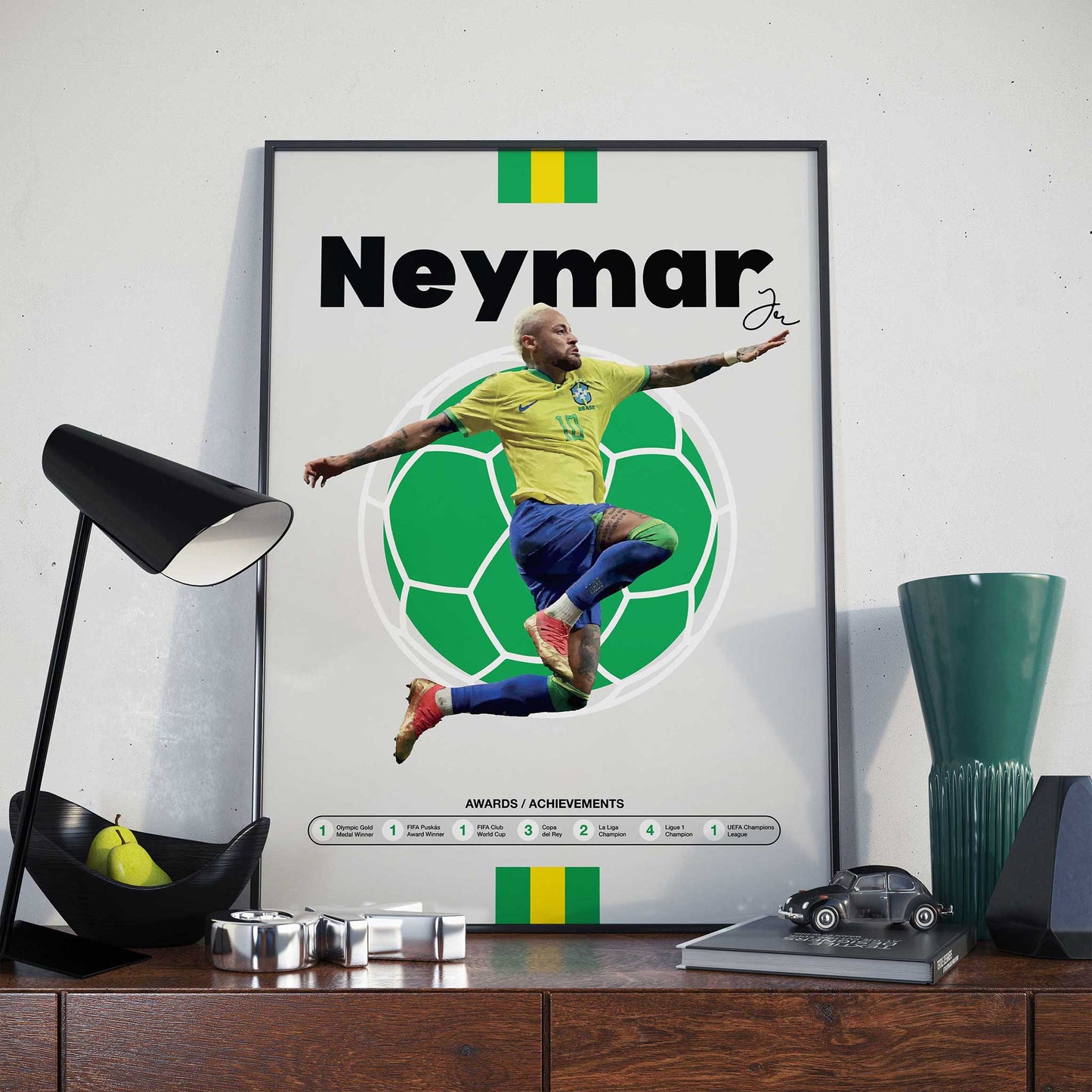 Neymar Jr. Legendary Player Profile Football Poster